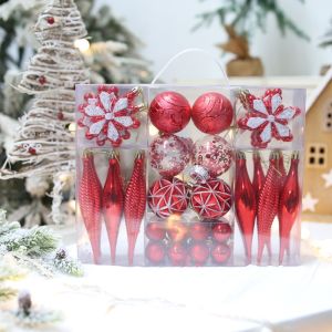 HCHC MALL 40 Pcs Plastic Christmas Ball Ornaments Set Painted Electroplated Christmas Baubles Balls Hanging Ornament Sparkling Christmas Tree Pendant 2024 New Year