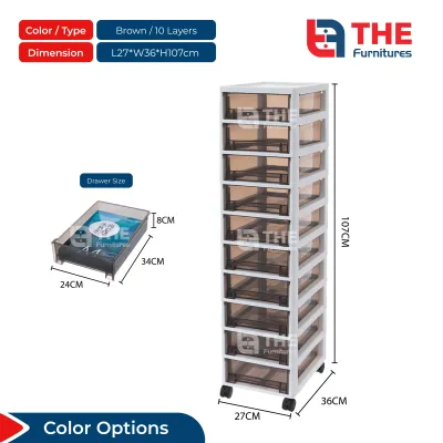 THE L27cm (5-10 Layers) Versatile Movable Office Home Trolley Drawer Storage Cabinet With Wheels