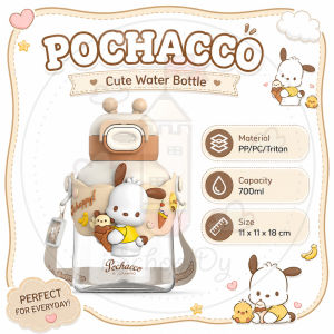 iSchoolDy Kids Pochacco Bento Lunch Box Water Bottle Tumbler with Straw & Handle Stainless Steel Tritan Bottle 700ml