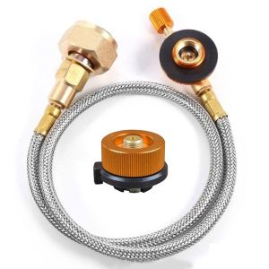 FUNG Survival Supplies Gas Stove Save Durable LPG Flat Cylinder tank Tourist Equipment Stove Metal Tube Container Adapter Propane Refill Adapter Gas Stove Coupler