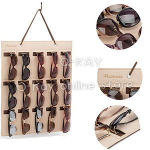 15 Slot Wall Mount Eyewear Holder Hanging Sunglasses Eyeglasses Storage Organizer Bag