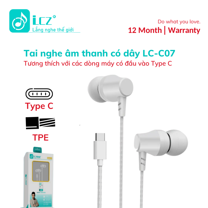 Tai nghe có dây Type-C LC-C07 nghe nhạc cực hay, âm thanh chất lượng cao - Tai nghe âm thanh chính hãng
