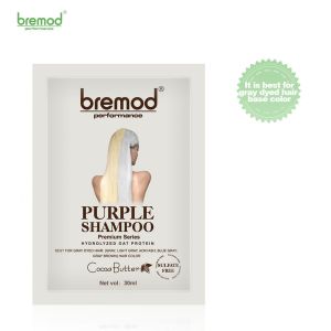 Bremod Premium Purple Shampoo Stables and Lock Hair Color 30ml for Blonde Silver Gery BR-X015