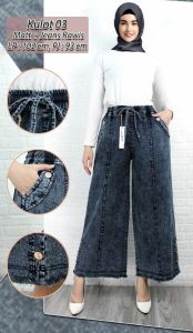 SAGITA FASHION - CELANA KULOT RAWIS VARIASI KANCING - PINGGANG KARET DAN TALI - JEANS SNOW - JEANS PREMIUM