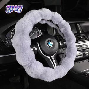 Steering Wheel Cover Soft Plush Anti slip Warm Grip Universal Fit Car Interior Accessory