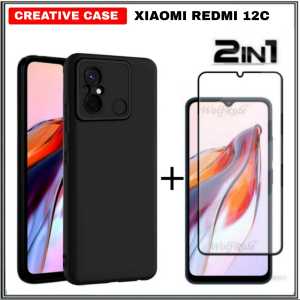 PROMO PAKET 2 INC 1 CASE XIAOMI REDMI 12 2023 / REDMI 12C / REDMI 10C 2022 Ultrathin Slim Matte Premium Softcase Casing-Black