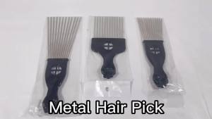 COOKOO 3 Pack Metal Afro Hair Styling Combs - Fist Design Wide Tooth Picks for Women Men & Natural Curly Hair Hairstyling
