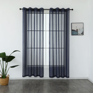 Simple Sheer Yarn Curtain 140x160/220/255cm With Ring Fresh Solid Color
