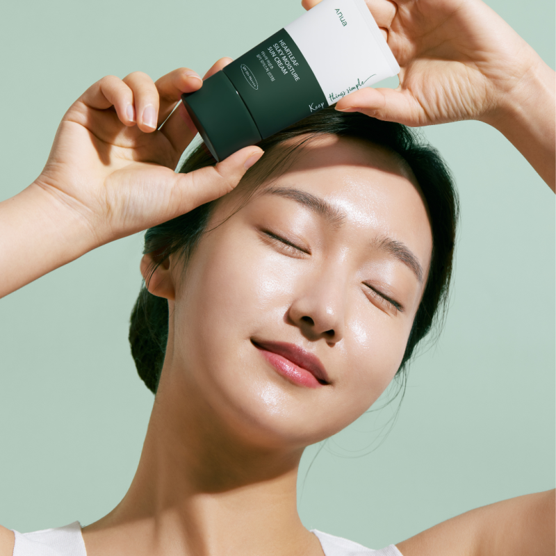 ANUA Heartleaf Siky Moisture Suncream SPF50+ 50ml solkrem| PureSkin_voghion.com