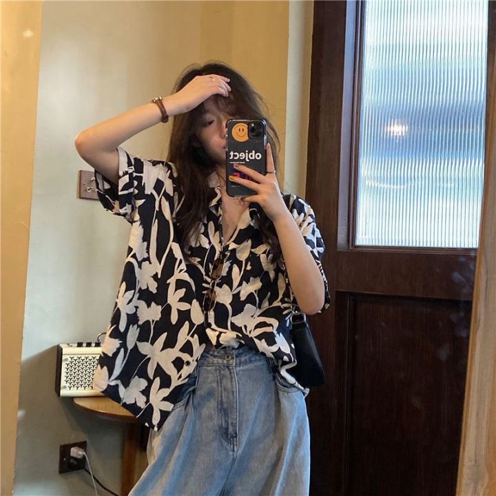 2023 Korean Fashion Women Button Up Shirt Summer Streetwear Y2k