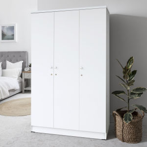 Kirana Lemari Pakaian Kayu Wardrobe Putih Modern Minimalis 2 / 3 Pintu - Boston