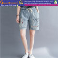 Quần jean lửng nữ họa tiết quần lửng nữ lưng thun thêu GLQ147. 