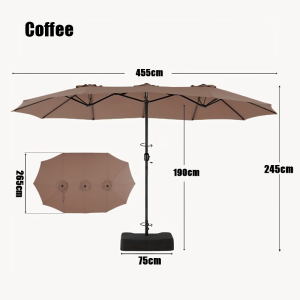 Large Three-headed Outdoor Patio Garden Umbrella with Base Stand Heavy Duty with Solar Light Big Garden Umbrella Folding Patio Umbrella Beach Courtyard Awnings Cafe Parasol Canopy Sunshade Waterproof Table Umbrella Camping Tent