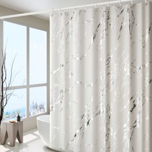 VIIY ม่านห้องน้ำ ผ้าม่านห้องน้ำกันน้ำ ขนาด180X180cm กันน้ำ ไม่เป็นเชื้อรา ผ้าม่านห้องน้ำห้องอาบน้ำ ใช้ในห้องน้ำกั้นอาบน้ำ แถมห่วงตะขอ Bathroom Curtain