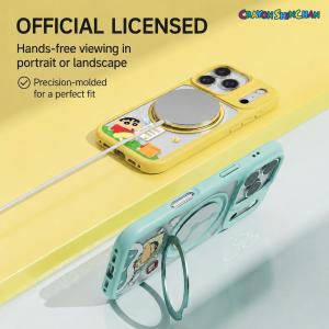 Crayon Shinchan Phone Casing with Rotatable Magnetic Stand Heavy Duty Protection for iPhone 17 Pro Max Aksesori RSC013