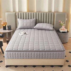 Six Sides All-Inclusive Mattress Cover with Zipper Thickened Fitted Sheet Quilted Mattress Protector Pad Customized Size for Couples.