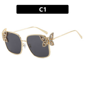 JN IMPRESSION Square Large Frame Butterfly Sunglasses Metal 2025 New European and American Sunglasses Fashionable Ladies Light Luxury Sunglasses Trend