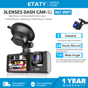 ETATY S1 3 Camera Lens Car HD 1080P 24h Parking Monitor DVR Wifi Dash Cam Video Recorder Dashcam for car front and back