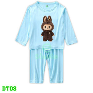 Bộ dài taybộ thu đông bé trai bé gái hình in labubu cho bé từ 6kg-30kg.DT08