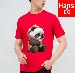 Kaos Pria 3 Dimensi Motif Animasi Panda Minum Tshirt Oblong Katun 24s H047 By Hans & co