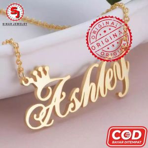 Kalung Nama Sendiri Lapis Emas 24k Titanium Termurah Anti Karat Bisa Request Nama Sendiri