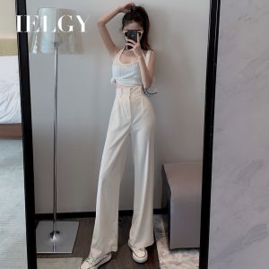 IELGY High waist pants loose wide leg pants straight suit casual pants women