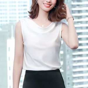 Áo kiểu nữ cổ đổ phong cách công sở nữ tính chất lụa satin cao cấp thoáng mát-NEW DESIGN AO0030