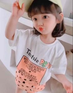 R21 Setelan baju kaos dan rok mini anak perempuan