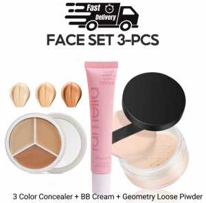 3PCS Face Makeup Set Liquid High Coverage Concealer Contour Stick Oil Control Matte Setting Loose Powder Makeup Beauty professional makeup face