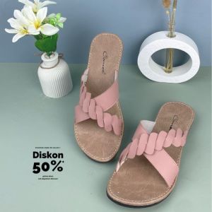 CMT INARA Sandal wanita Slop Silang Sandal Plat Motif Kepang sandal nonslip sandal slide