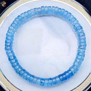 Collection Grade Natural Aquamarine Abacus Rondelle Bracelet