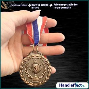 【The Warmheart】 1Pcs 2 Bronze Award Medal Zinc Alloy Round Winner Medals With Neck Ribbon 1st 2nd 3rd Prizes Winner Prize Present