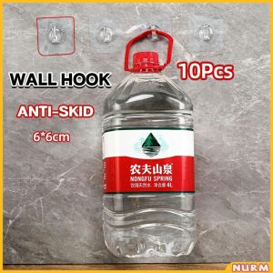 Nurm Adhesive Wall Hook Reusable Anti-skid Traceless Heavy Duty Stick on Bathroom Kitchen 10 Pcs