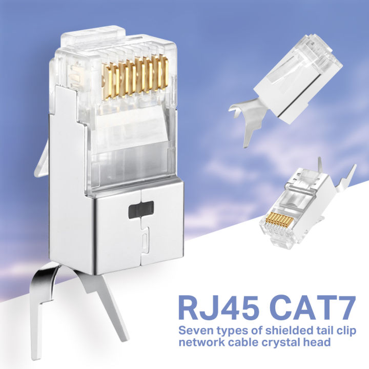 10PCS RJ45 Cat6a Cat7 Connector Cat7 Crystal Plug Shielded FTP RJ45 ...