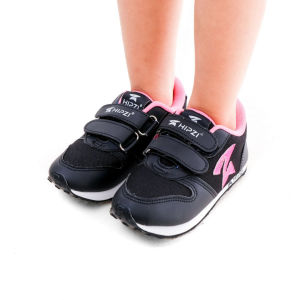 HIPZI Sepatu Anak Umur 1 - 10 Tahun Sneaker Sport Olahraga Laki Laki Perempuan  Tk Sd Paud HPM Hitam Pink