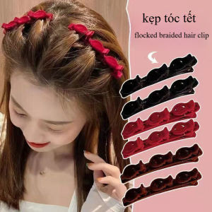 Korean Braided Hair Clip Fashion Sweet Girls Flocking Hair Accessories