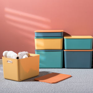 BLUE WHALE กล่องเก็บของ ถังจัดเก็บ กล่องออแกไนเซอร์ ที่เก็บของแบบมีฝาปิด กล่องเก็บของแบบมีฝาปิด กล่องเก็บของน้ําเงิน - Lazada