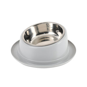 15° Tilt Stainless Steel Double Bowl Cat Dog Feeder Non Slip Food Water Bowl Makanan Kucing Cervical Protection