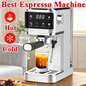 Lahome Automatic Espresso Machine Coffee Maker Cold /Hot Brew Auto Descaling Professional Milk Frother Steam 20Bar Fast Heating Full Touchscreen Household Office