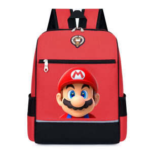 English style large size childrens backpack 6-14 year old kids schoolbag wear-resistant knapsack Super Mario bag classic cartoon color blocking rucksack