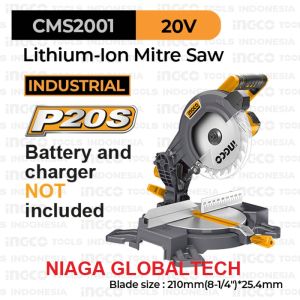 INGCO CMS2001 MESIN POTONG ALUMINIUM KAYU CORDLESS 20V MITER SAW CORDLESS MITRE SAW