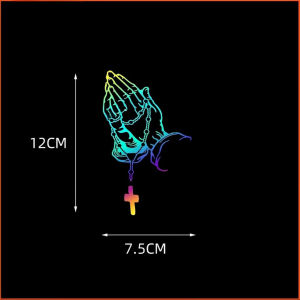 [COD] Car Prayer Gesture Laser Sticker - Jesus Christ Rosary Reflective Auto Decal Decor