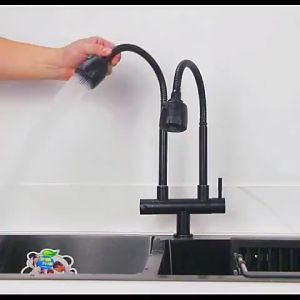 Cold And Hot Water Dual Control Kitchen Faucet Rotatable Dual Outlet Faucet Double Tube Dual Head FaucetFast shipping