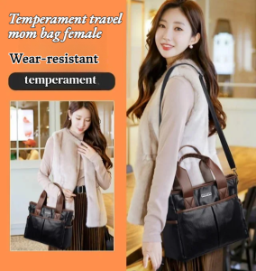 Retro Color Block Shoulder Bag for Spring Fashion Women  Durable  Vintage Style  Perfect for Moms and Adults