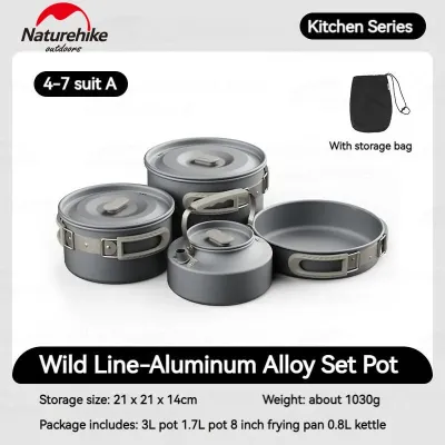 Cooking Set Naturehike CNK2450CF010 Nesting Alat masak Camping Hiking Panci Penggorengan Wajan Kettle Aluminium