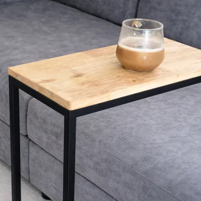 [ไม่ต้องประกอบ] PSAHome โต๊ะข้างโซฟา ไม้สักแท้ C-Shape Side Table Teak Wood No Assembly โต๊ะข้างเตียง มินิมอล เข้ามุม โต๊ะสีขาว โต๊ะสีดำ ท๊อปไม้ โต๊ะขนาดเล็ก