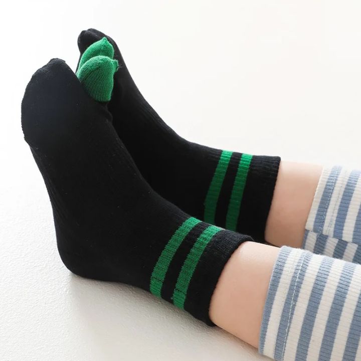 Cotton Socks, Two Toe Socks, Elastic Cotton Tabi Socks 3 Pairs, 3 Colors