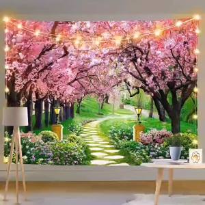 Window Landscape Decoration Wall Hanging Background Fabric Simulation Landscape Live Layout Atmosphere Tapestry Outdoor Camping Hanging Cloth