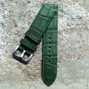 Tali Jam Tangan Kulit Sapi Crazy H Motif Croco Warna Hijau Bergaransi