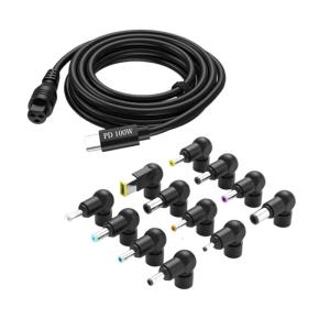 12 Piece Universal USB C Charging Adapter with DC5.5 Port Adapters PD100W Fast Charging Cable For Laptop Phone Tablets